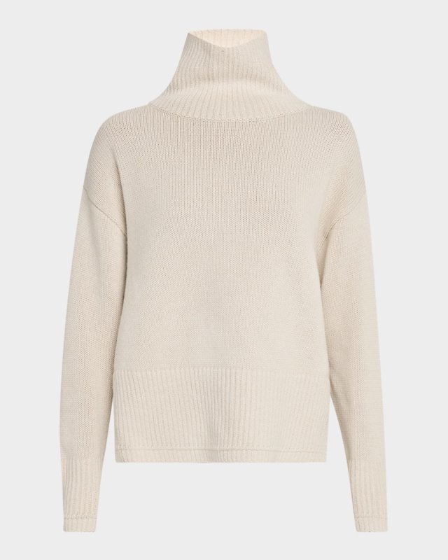 Mock-Neck Cashmere Swing Sweat